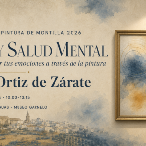 Cartel del taller «Arte y Salud Mental» con Pablo Ortiz de Zárate, 26 de septiembre en la Casa de las Aguas de Montilla